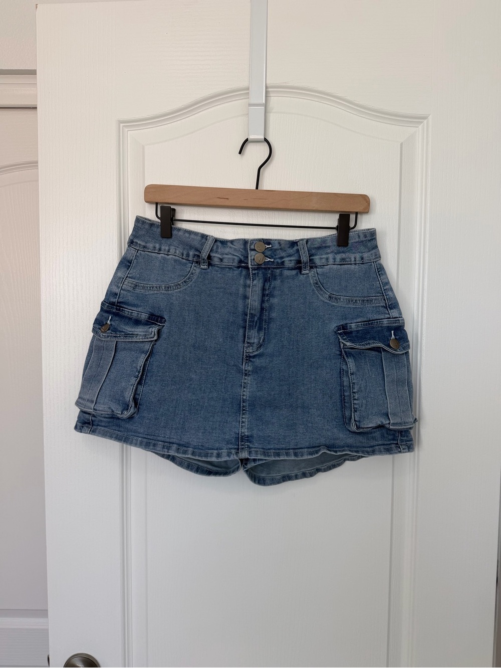 Elleven Womens Denim Skirt Cargo Skorts